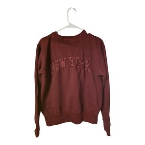 New York Embroidered Crewneck Sweatshirt - Burgundy